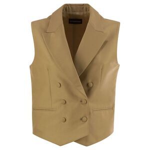 Mvp Wardrobe Women Double-Breasted Cotton And Silk Waistcoat